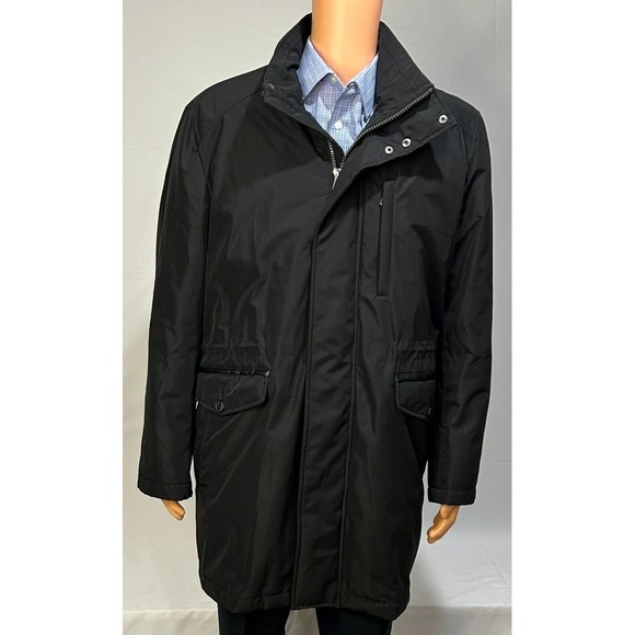 Cole Haan Mens Bonded Coat‎ XL Black Parka Overcoat Professional - Picture 1 of 16